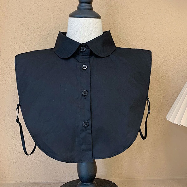 Dame falsk krave Aftagelig halv Ren Bomuld Ensfarvet Sh Light Plate round collar in black