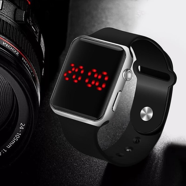 Silikon elektronisk led digital watch full black