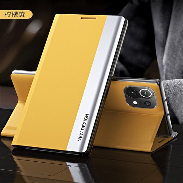 Etui til iPhone 13 Sitrongul Flip Stativ Erstatning Side Elektroplettering Sidevindu Magnetisk