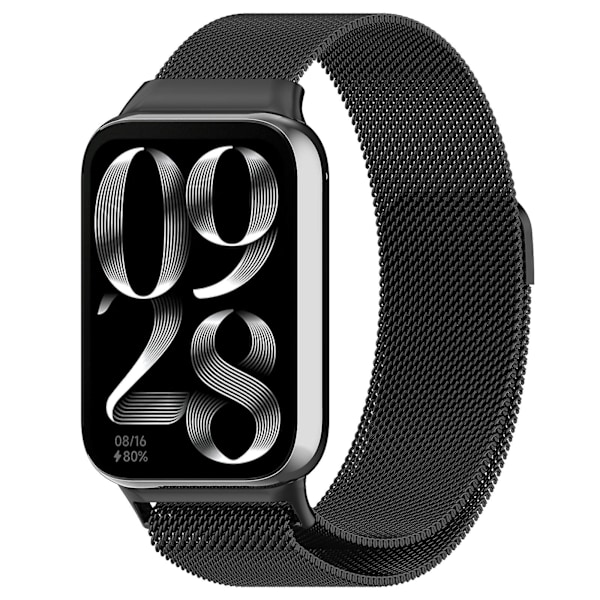 Sort Sort Milan Magnetisk Stål Mesh Rem kompatibel med Xiaomi Mi Band 8 Pro