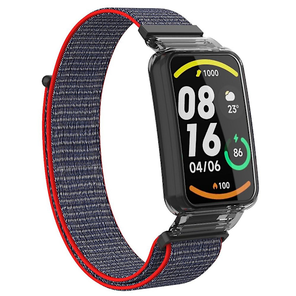 Lys Rosa PC-deksel + Nylon Loop-stropp kompatibel med Xiaomi Mi Band 7 Pro