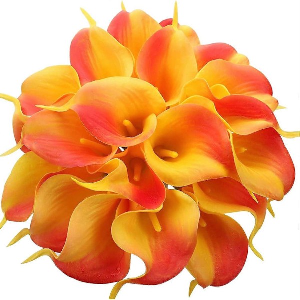 24 st Calla Lilja Bröllopsbukett Latex Real Touch Konstgjorda Blommor (Blå och Vit) Orange