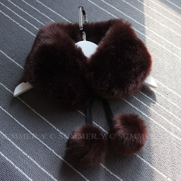 Dame falsk krage Avtakbar halv Kvinnelig Vinter pluss Tianhou Dark coffee 56CM
