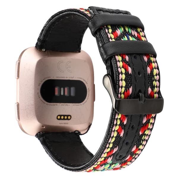 Farverig Farverig kompatibel med Fitbit Versa Ægte Læderrem