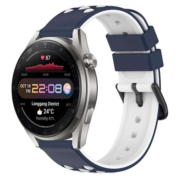 Midnatsblå   Hvid Midnatsblå   Hvid Silikone Urrem kompatibel med Huawei Watch 3 Pro New