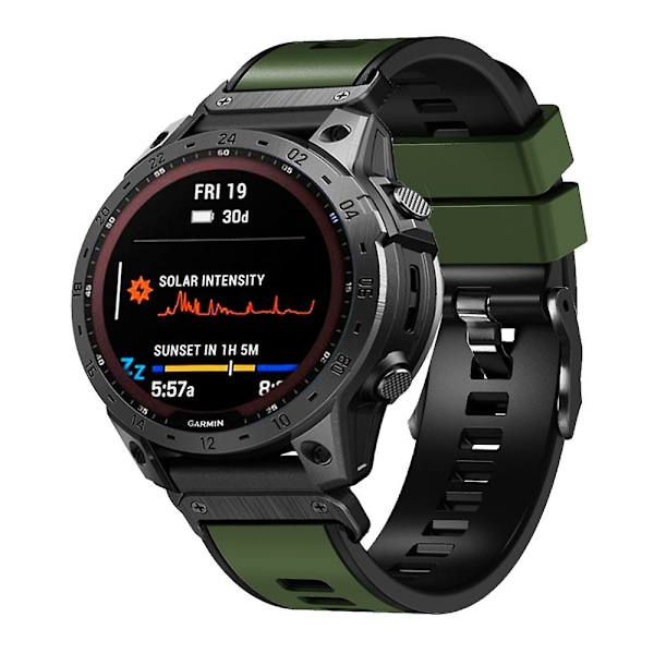 Armygrønn Armygrønn Tofarget Silikonklokkereim kompatibel med Garmin Fenix 7x