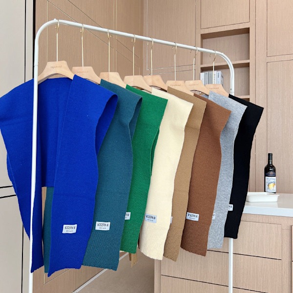 Dame falsk krage Avtakbar halvfarget strikket sjal Khaki 120cm