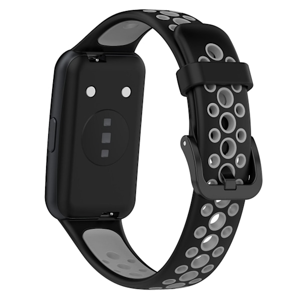 Musta Harmaa Musta Harmaa Hengittävä Silikoni Kellonranneke yhteensopiva Huawei Band 7 / 7 Nfc:n kanssa