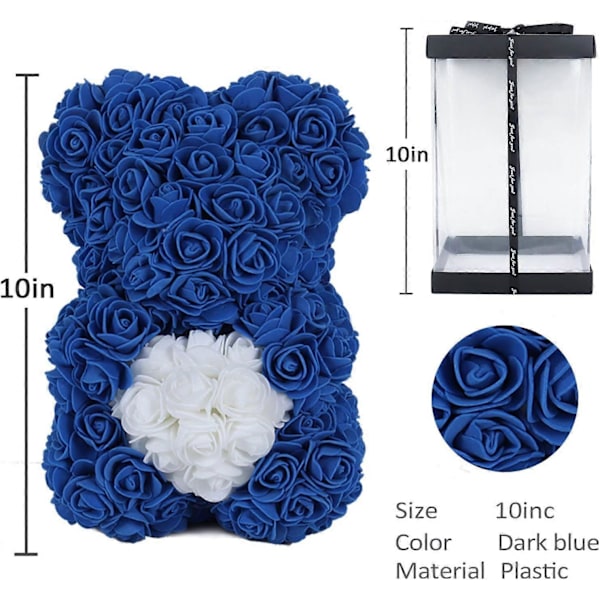 Rosbjörn med låda - Konstgjorda blommor Ros Teddybjörn - Rosbjörnen Royal Blue