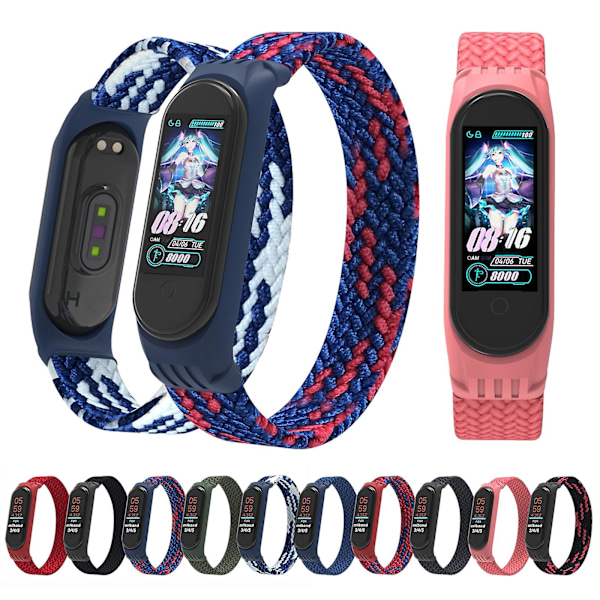 Blå Rød Blå Rød kompatibel med Xiaomi Mi Band 5 / 4 / 3 / Huami armbånd, Størrelse: s