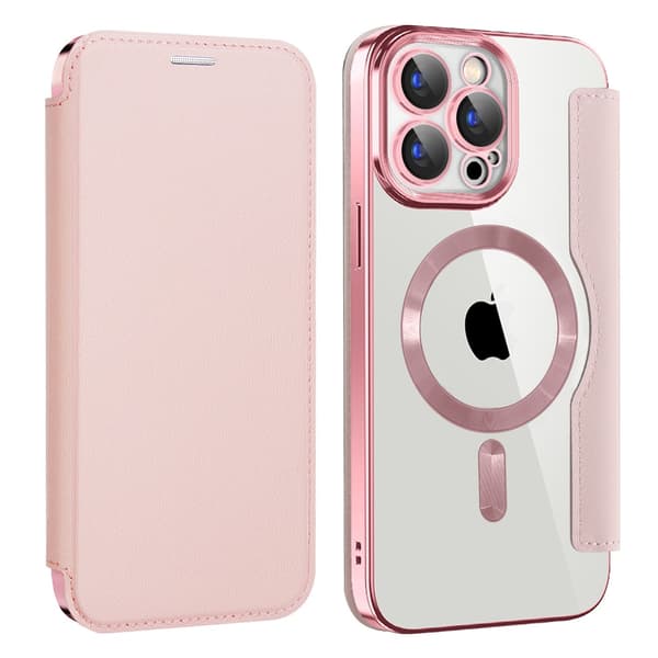 Etui til iPhone 14 Pro rosa Flip Magnetisk Plating