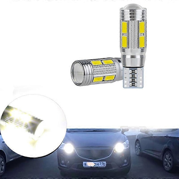 2 STK W5W T10 12V 6000K 5630 10 SMD Bil LED Pære Canbus Skiltlys Kile Side Blinklys S