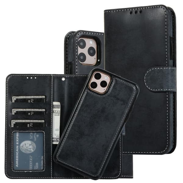 Etui til iPhone 13PRO MAX sort Retro Magnetisk 2-i-1 Tegnebog med Kortholder