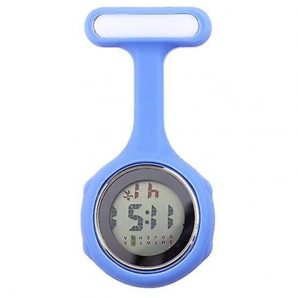 Kvinnors Digital Display Dial Fob Sjuksköterska Brosch Pin Häng elektrisk watch Purple