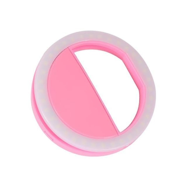 Led Auto Flash Selfie Light Mobiltelefon Clip Selfie- Rund Bärbar pink