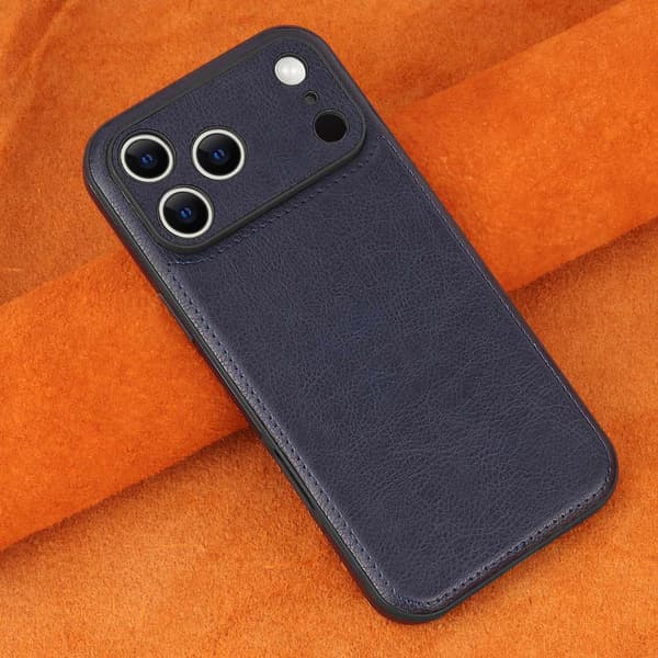 Etui til iPhone 15, skinntekstur, blå Noz27079