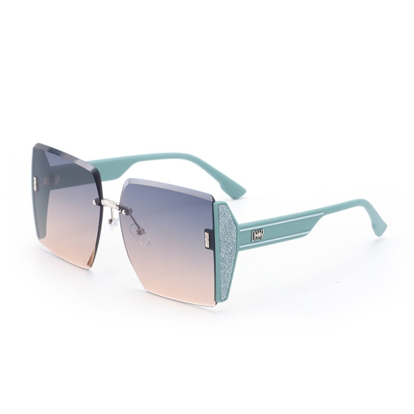 Fyrkantiga ramlösa trimningssolglasögon Style Brun Stora solglasögon Modesolglasögon Blue