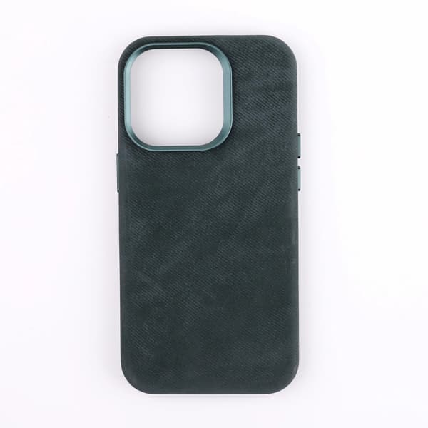 Etui til iPhone 15ProMax Mørkegrøn Fuld-læder Magnetisk flannel hårdt