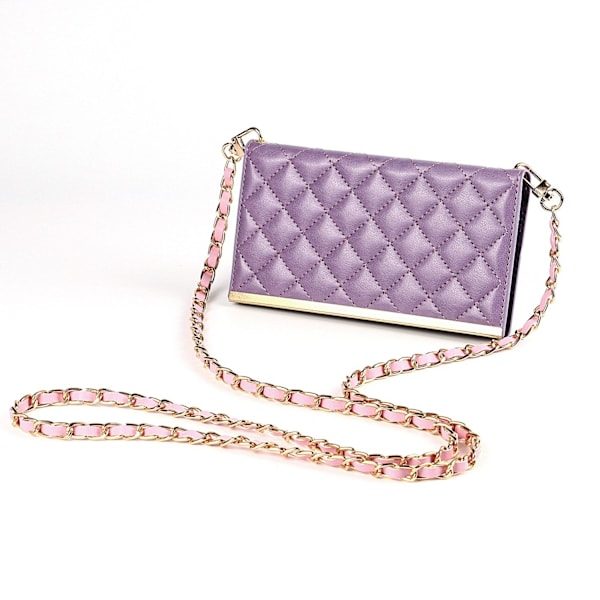 Kotelo iPhone 13 Purppura (pitkällä kaulanauhalla) Timanttiketjuinen Crossbody-lompakko korttipidikkeellä