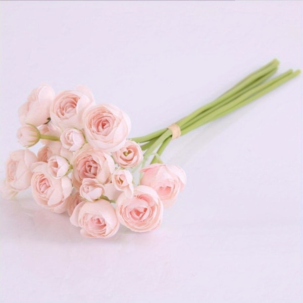 3 Bunter Lange Stilker Ranunkler Kunstige Kameliablomster for Bryllup, Fester og Hjemmeinnredning, Perf Pink 3 Bunches