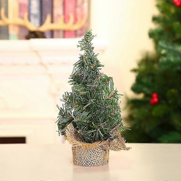 Mini Julgran för Skrivbord, Tillverkning av Julgran, Mini Tall Julgran med Bas, 2 Stycken, Grön