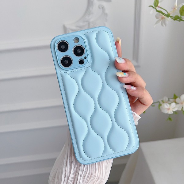 Etui til iPhone 16pro Curve skinn dunjakke Far Peak Blue ins curve dunjakke skinntekstur enkel