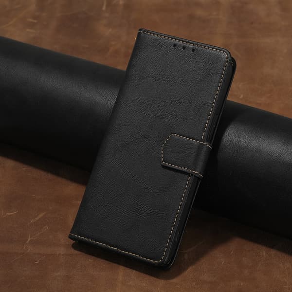 Etui til iPhone 13 Pro, sort, pung med kortholder, flip-stativ