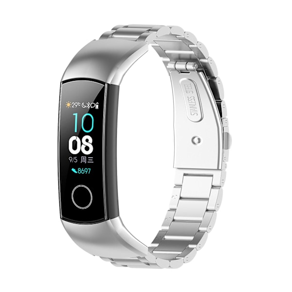 Sølvfarvet stål urrem kompatibel med Huawei Honor Band 4 (crs-b19) kompatibel med Honor Band 4