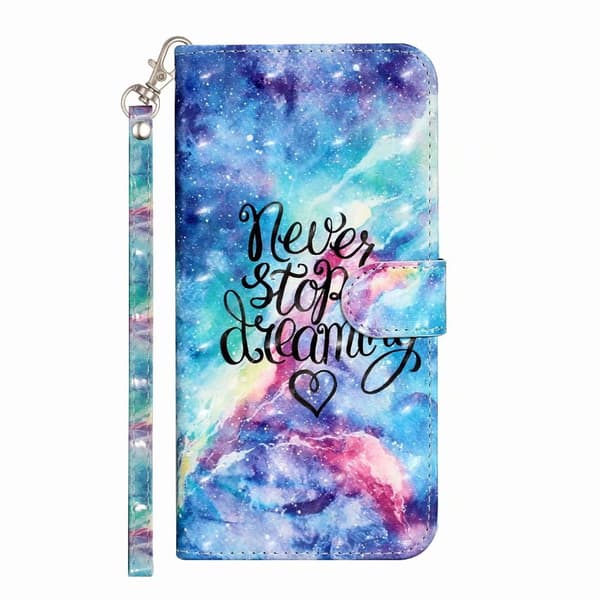 Etui til iPhone 14 Plus Blå stjernehimmel Malt Lommebok med Kortholder Flip