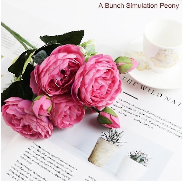 1 stk. Silkeblomst Orkide Kunstige Blomster Buket Real Touch Phalaenopsis Falske Blomster Rose Peony 6