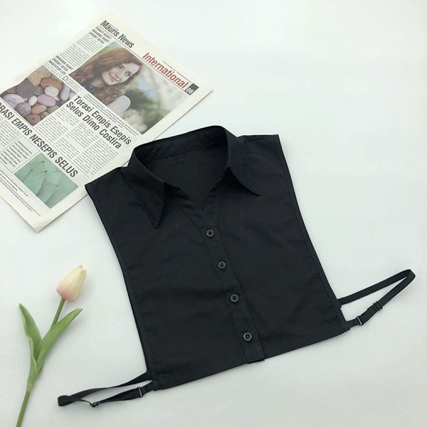 Lös krage för damer, avtagbar halvkrage, enkel stil, modeplagg Black