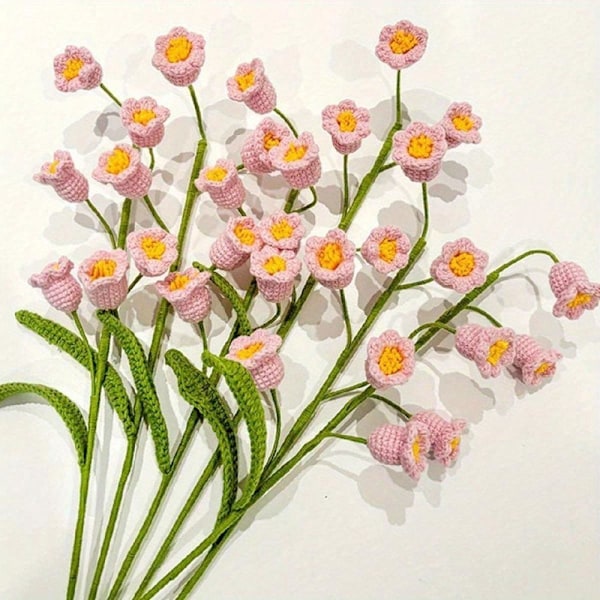 6 stk. 40 cm Hæklet Blomsterbuket Kunstig Liljekonval Håndlavede Strikkede Blomster Hæklede F Purple 6 Pcs