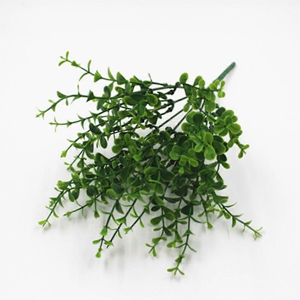 Simulerade blommor, plastblommor, gröna växter, krukväxter, konstgräs, penninggräs, simulerad eukalyptus