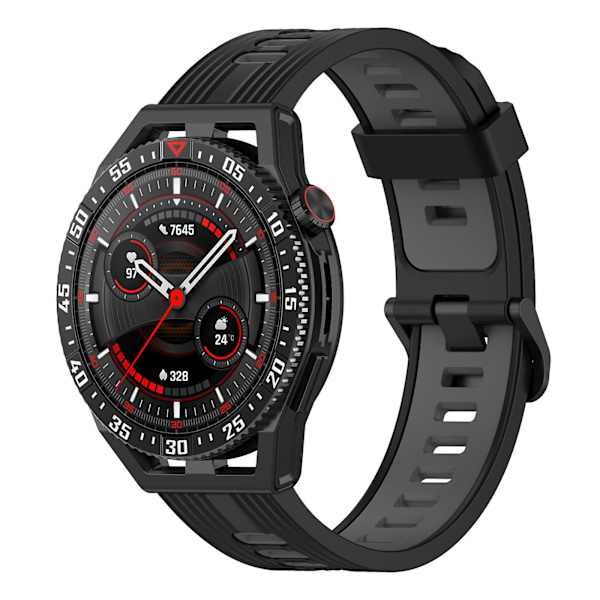 Svart Grå Svart Grå Vertikalt Silikonarmband kompatibelt med Garmin Venu 2