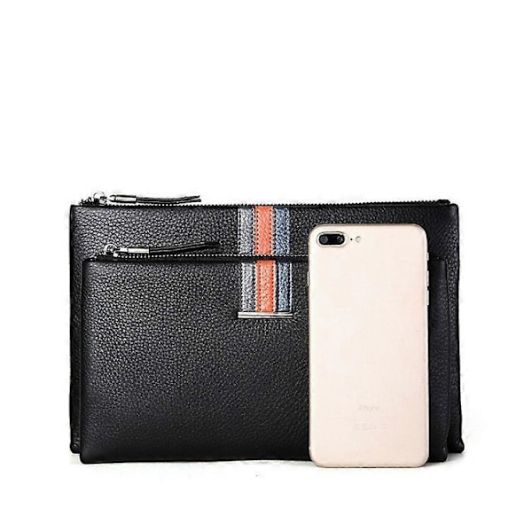 Herr Läder Casual Clutch Läder Smart Stöldskydd & Anti-Förlorad Myntväska