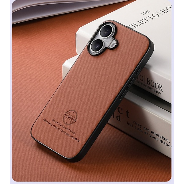 iPhone 15 -kotelo, ruskea nahka, korkealaatuista nahkaa