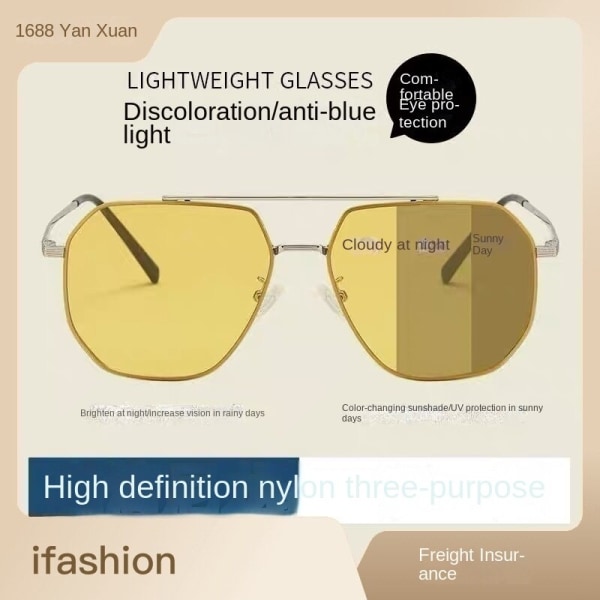 Nattglasögon polariserade färgskiftande solglasögon Dag Natt Män körglasögon Black frame Mercury sheet