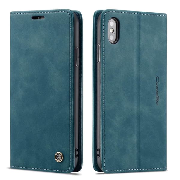 Etui til iPhone 16 Pro, blå Retro Mat Tegnebog med Kortholder Flip