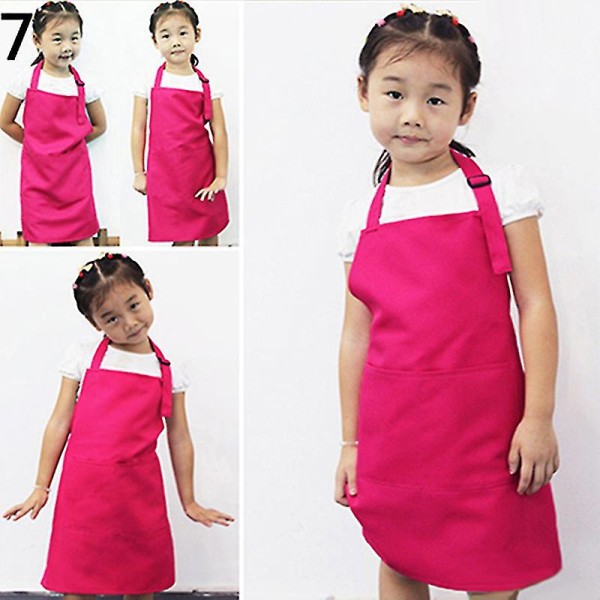 Nytt Sijiali Kid Barn Kök Matlagning Bakning Måla Konst Håll rent Pocket Haklapp Förkläde Purple