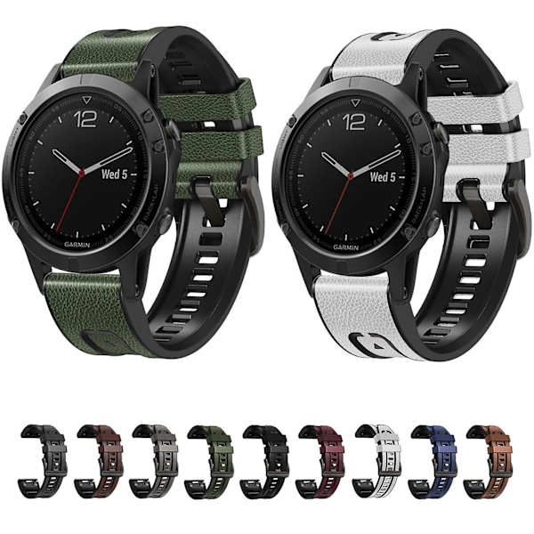 Mørkeblå Mørkeblå Silikon Lærreim Kompatibel med Garmin Fenix 7