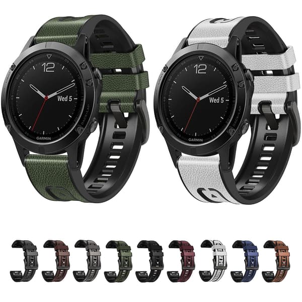 Sort Sort Silikone Læder Urrem kompatibel med Garmin Fenix 7