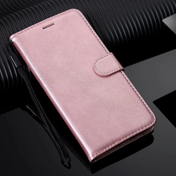 Etui til iPhone 13 Rosaguld Kalveskind Almindelig Flip Wallet med Kortholder