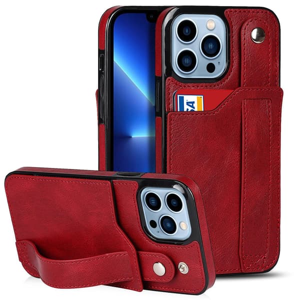 Punainen iPhone 13 -lompakkokotelo korttipidikkeellä, luova
