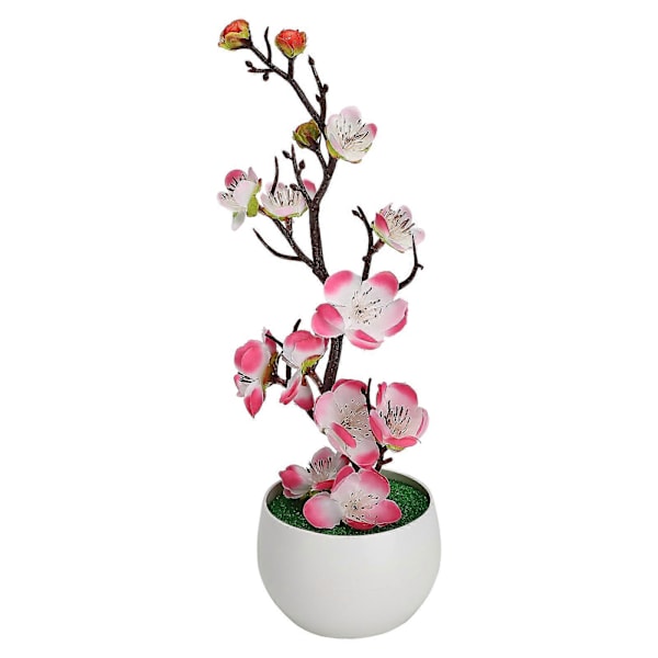Simulerede potteplanter, falske blomster, bonsai, simulerede vintersødgrene, bonsai, simulerede blommeblomster, kunstige blomster pink