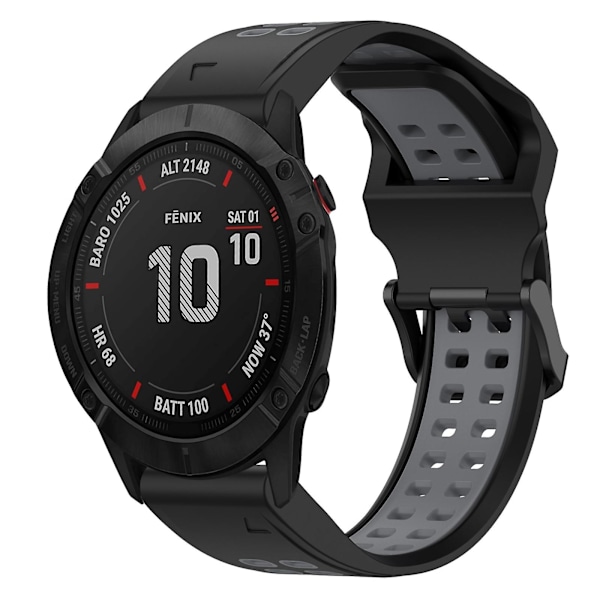 Svart Grå Svart Grå 26mm Tokomponent Silikonreim kompatibel med Garmin Fenix 6X