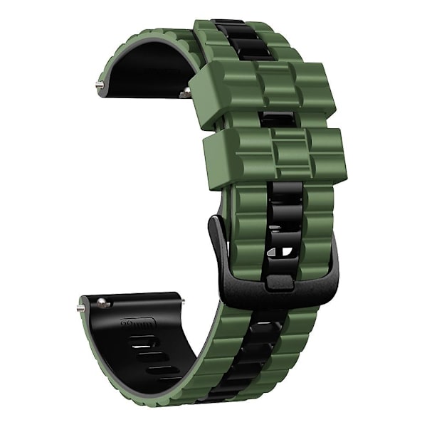 Armégrön Svart Armégrön Svart 22mm Silikon Tvåfärgat Klockarmband