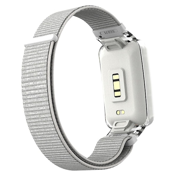 Silver Silver PC-fodral + Nylon Loop-rem kompatibel med Xiaomi Mi Band 7 Pro