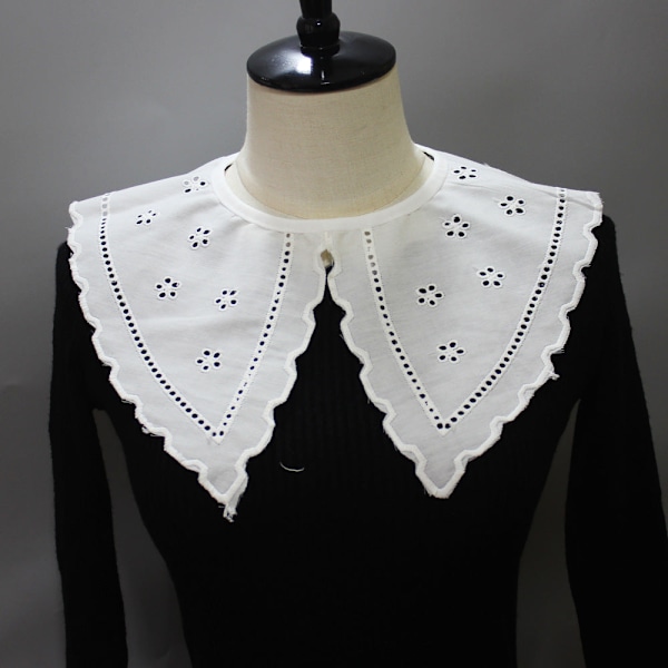 Dame falsk krave Aftagelig halv hul broderet bomuld 4# Children's style