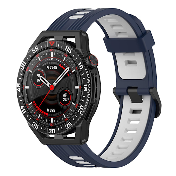 Midnattsblå Vit Midnattsblå Vit Vertikalt Silikonarmband kompatibelt med Garmin Venu 2