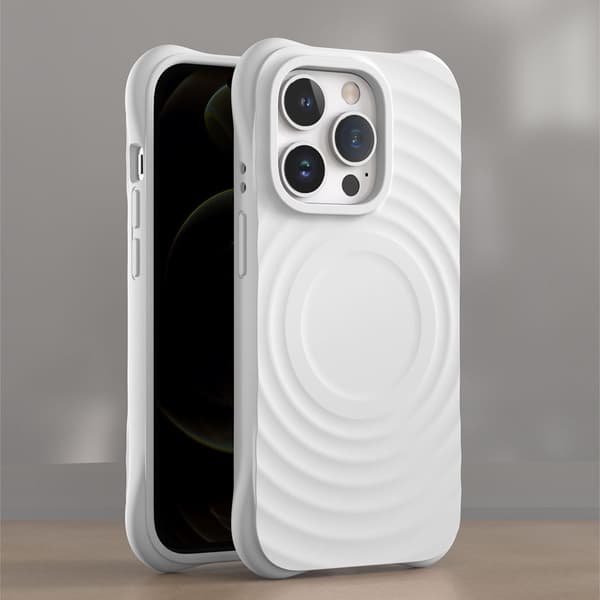 Skal för iPhone 15 Pro Flytande Silikon Vågtextur Silikon Vit